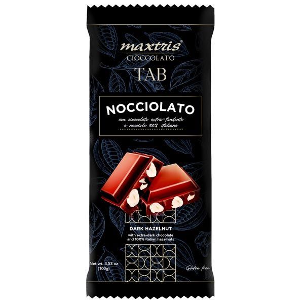 Шоколад темный с лесным орехом (фундуком) Maxtris cioccolato TAB, 100 г (плитка)