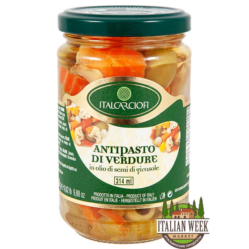 Овощная закуска в подсолнечном масле Italcarciofi (antipasto di verdure), 314 мл