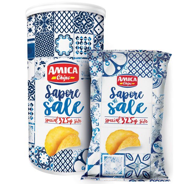 Чипсы картофельные c пониженным содержанием соли (-50%) SAPORE DI SALE, Amica chips 325 г (в тубе)