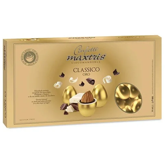 Миндаль в шоколаде в золотой глазури CLASSICO ORO, CONFETTI MAXTRIS, 500 г (карт/кор)