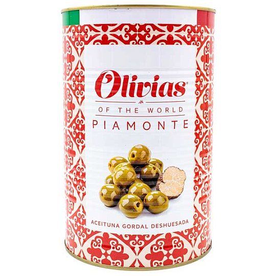 Оливки Гордаль без косточек cо вкусом трюфеля по-пьемонтски Olivias by Tast, 4,25 кг (ж/б)