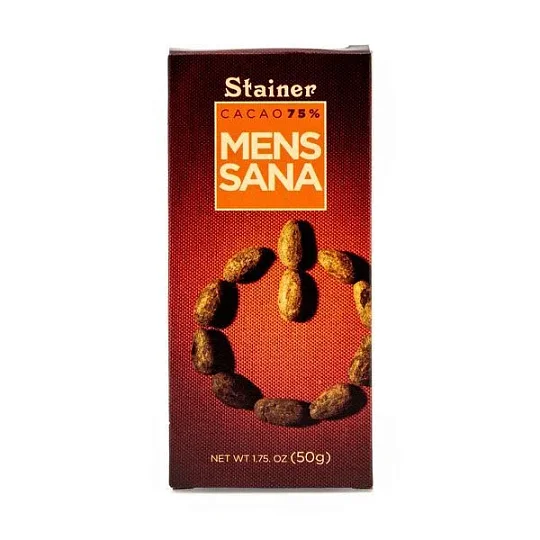 Шоколад горький Mens sana (Мужское здоровье) 3112, 75% какао, Stainer 50 г