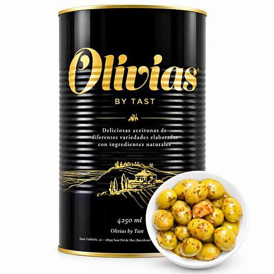 Оливки зелёные Гордаль Медитерранеа Olivias by Tast, 4,25 кг (ж/б)