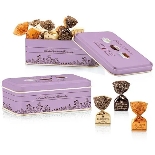 Ассорти Трюфельная коллекция TARTUFIDOLCI, ANTICA TORRONERIA PIEMONTESE, 140 кг (фиолетовая ж/б)