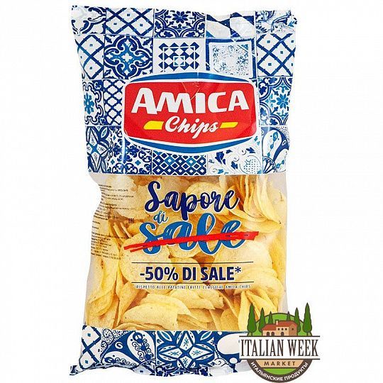 Чипсы c пониженным содержанием соли (-50%) Sapore di sale, Amica chips, 175 г