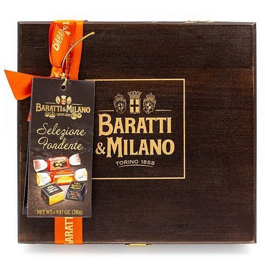 Конфеты ассорти Горький шоколад в деревянной коробке 4417, BARATTI&MILANO, 280 г (дер/кор)