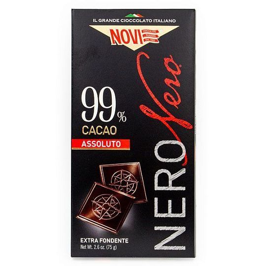 Шоколад горький 99% какао Nero Nero 1580, NOVI, 75 г