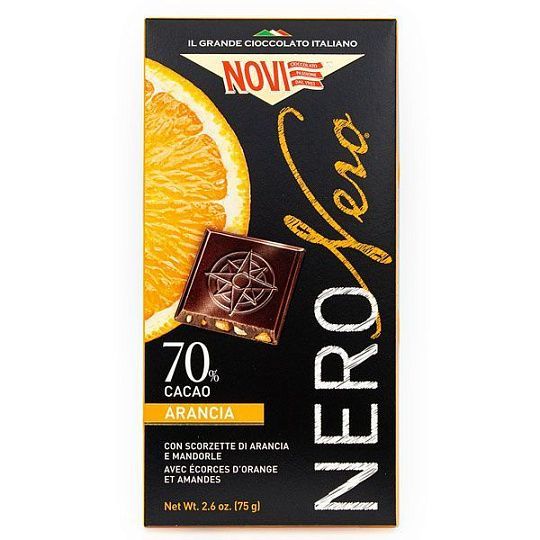 Шоколад горький с апельсином и миндалем Nero Nero 1577, NOVI, 75 г
