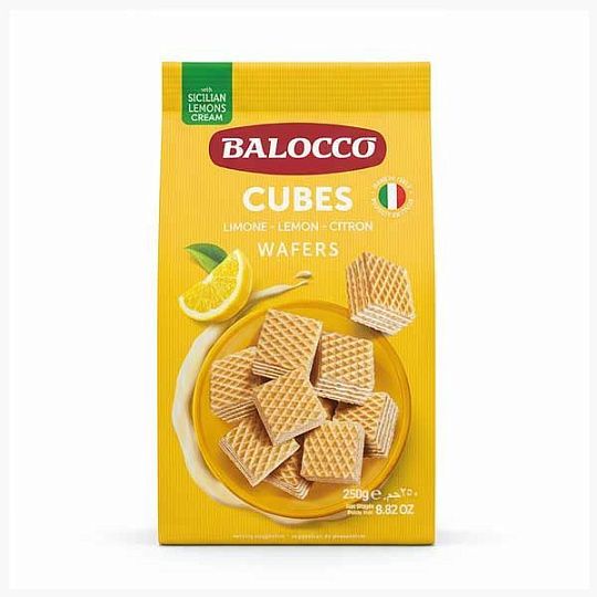 Вафли с кремом из сицилийских лимонов, кубики, BALOCCO, 250 г