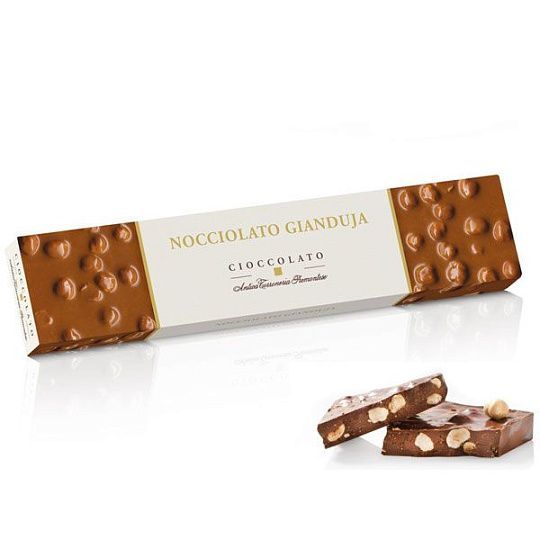 Шоколад молочный Джандуйя с цельным лесным орехом NOCCIOLATTO GIANDUJA, ANTICA TORRONERIA PIEMONTESE, 200 г (карт/кор)