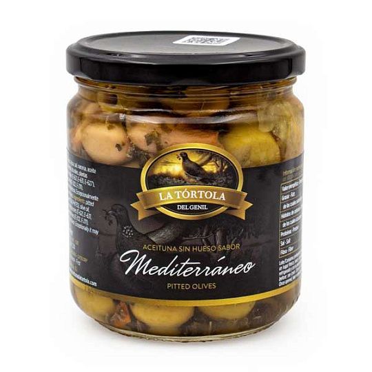 Оливки зеленые без косточек со средиземноморским вкусом, La Tortola, 370 г (ст/б) 