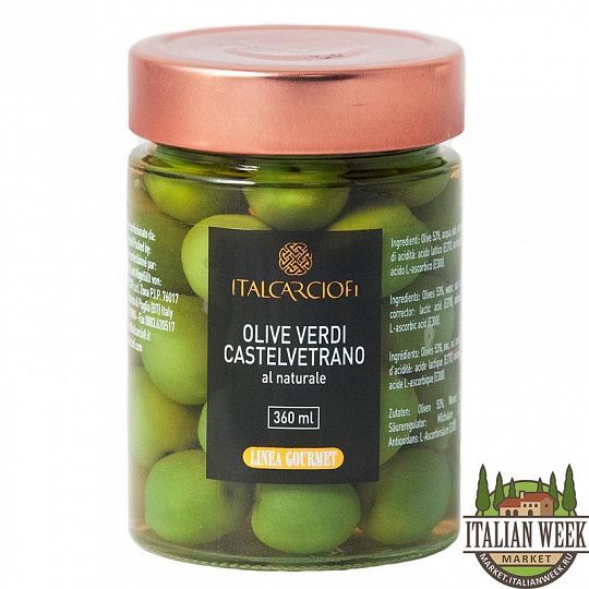 Оливки зеленые Кастельветрано Linea Gourmet Italcarciofi, Italcarciofi, 340 г