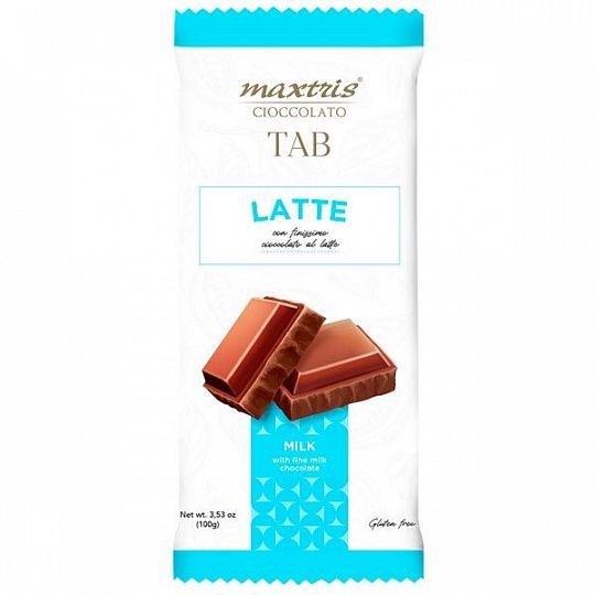 Шоколад молочный Maxtris cioccolato TAB, 100 г (плитка)