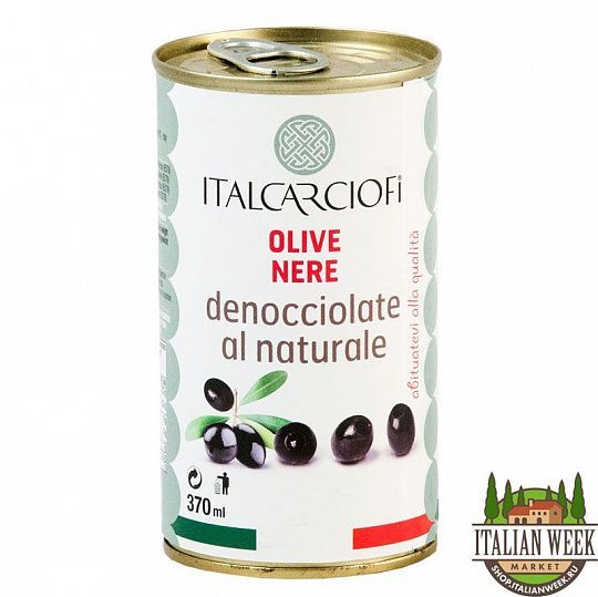 Оливки черные без косточки italcarciofi, 370 мл