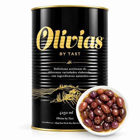 Оливки Каламата с косточкой Olivias by Tast, 4,25 кг (ж/б)