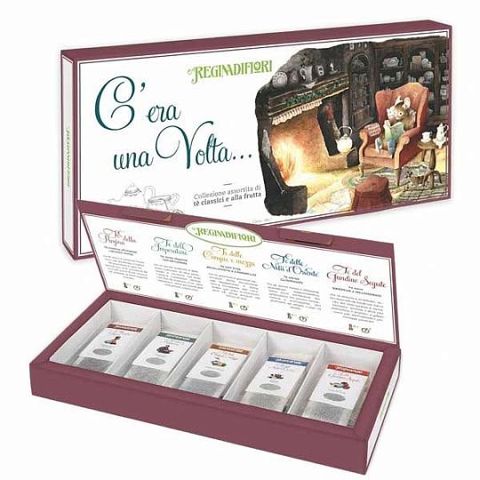Набор 5 видов чая, 25 пакетиков, "C'era una Volta..." REGINADIFIORI в картонной коробке, 62,5 г