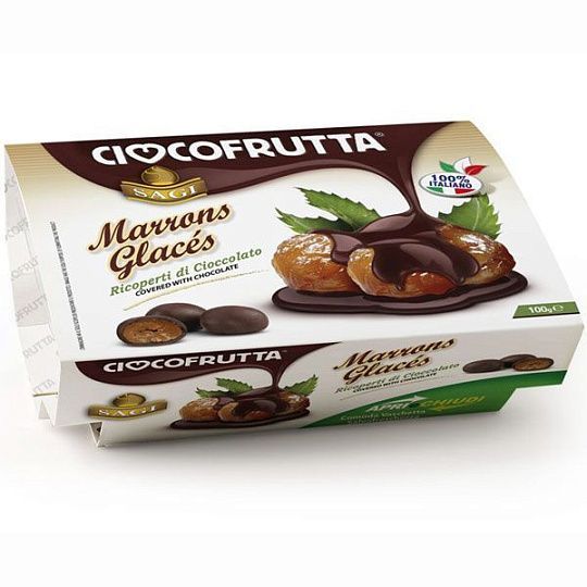 Каштан в темном шоколаде Cioccofrutta, 100 г (Vaschetta)