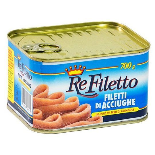 Филе анчоусов в подсолнечном масле ReFiletto Pesce Azzurro, 700 г (жб)