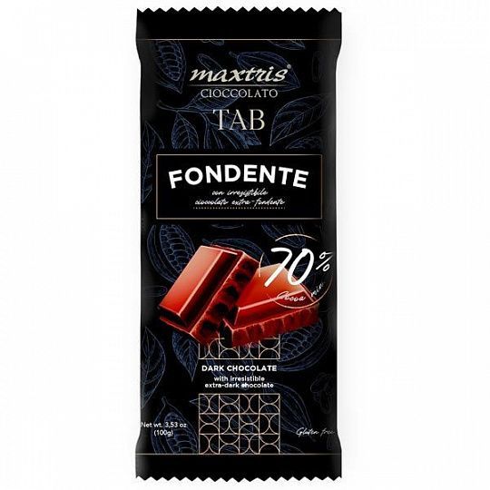 Шоколад темный 70% Maxtris cioccolato TAB, 100 г (плитка)