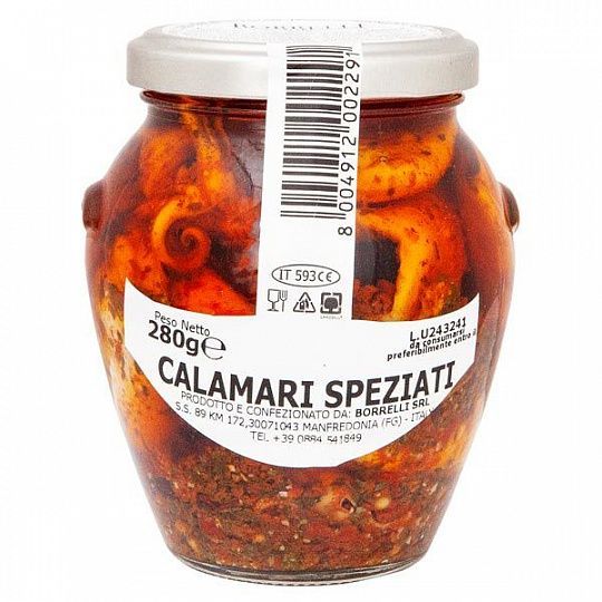 Кальмары в пикантном соусе (Calamari speziati) Borrelli, 280 г (ст/б) (291)